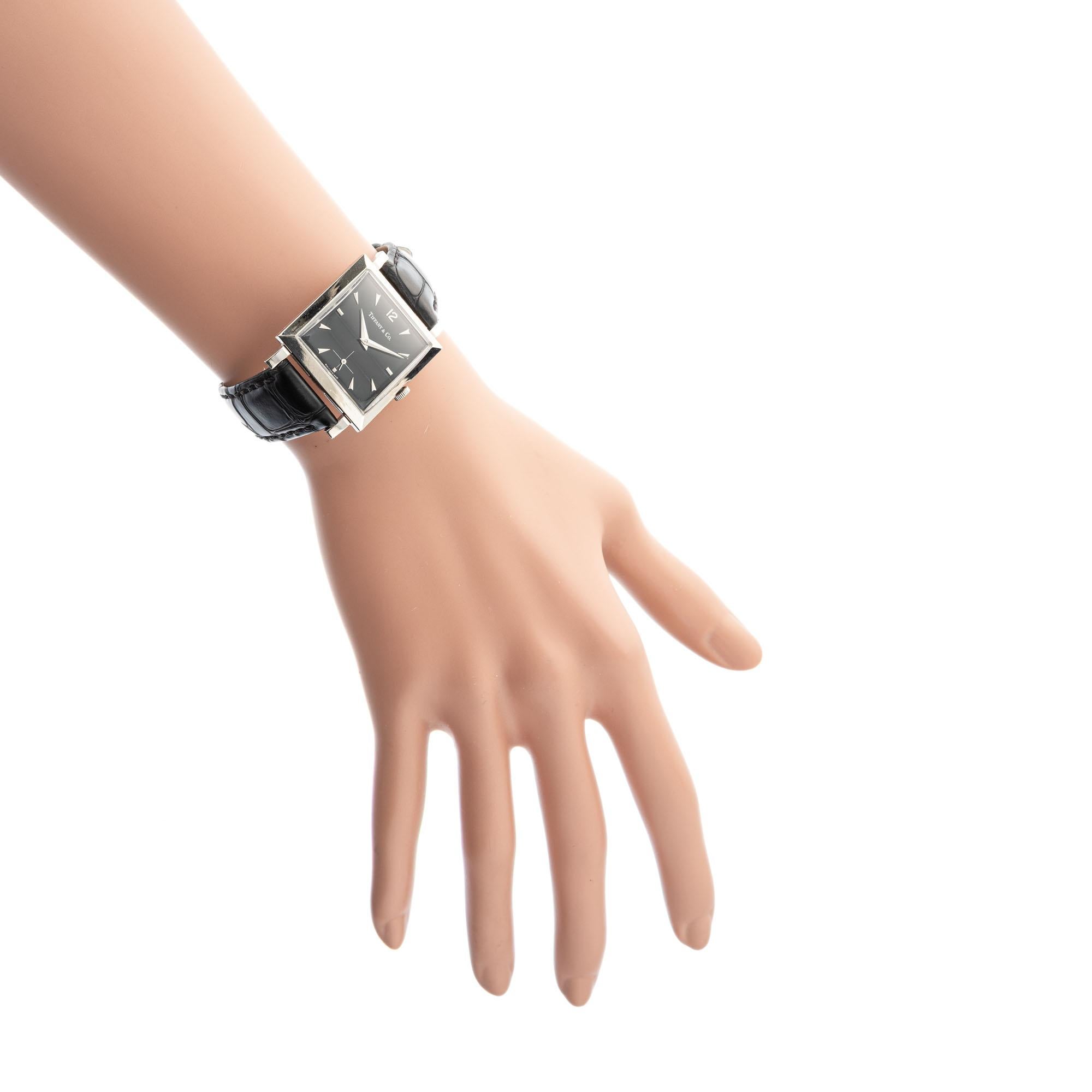Tiffany & Co. Movado White Gold Strap Wristwatch 2
