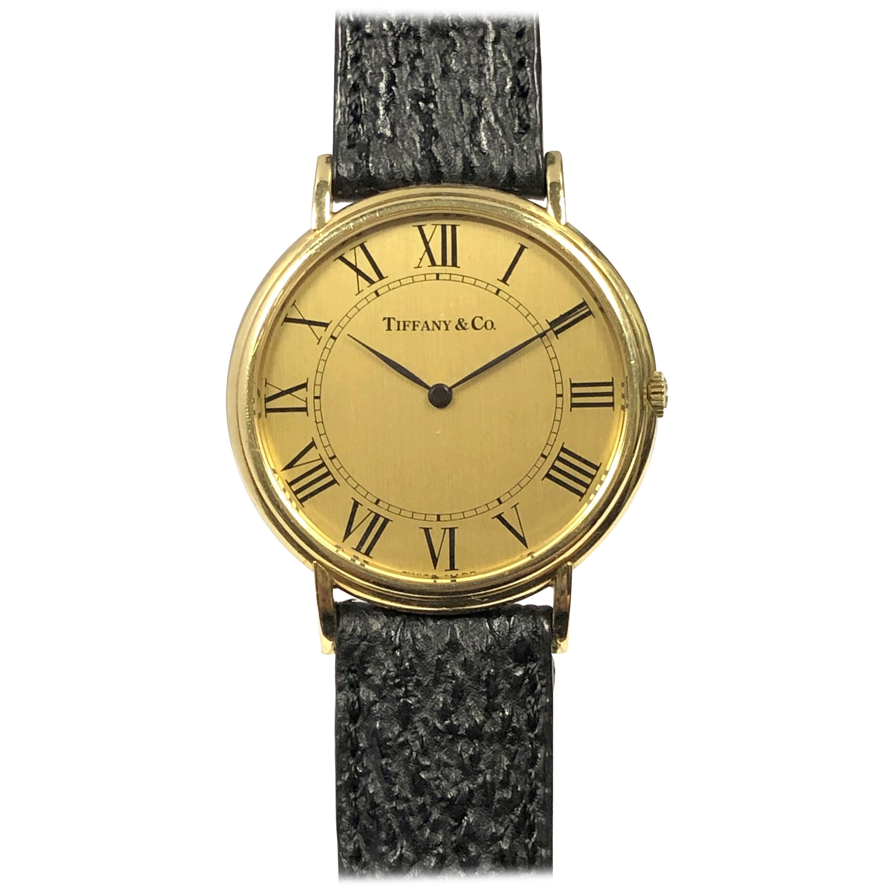 Tiffany & Co Movado Yellow Gold Gents Mechanical Wrist Watch