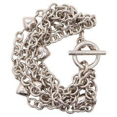 TIFFANY & CO. Multi Chains Hearts Bracelet In Solid .925 Sterling Silver