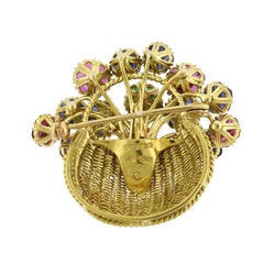 Tiffany & Co. Multi Gemstone Flower Basket Brooch 18kt