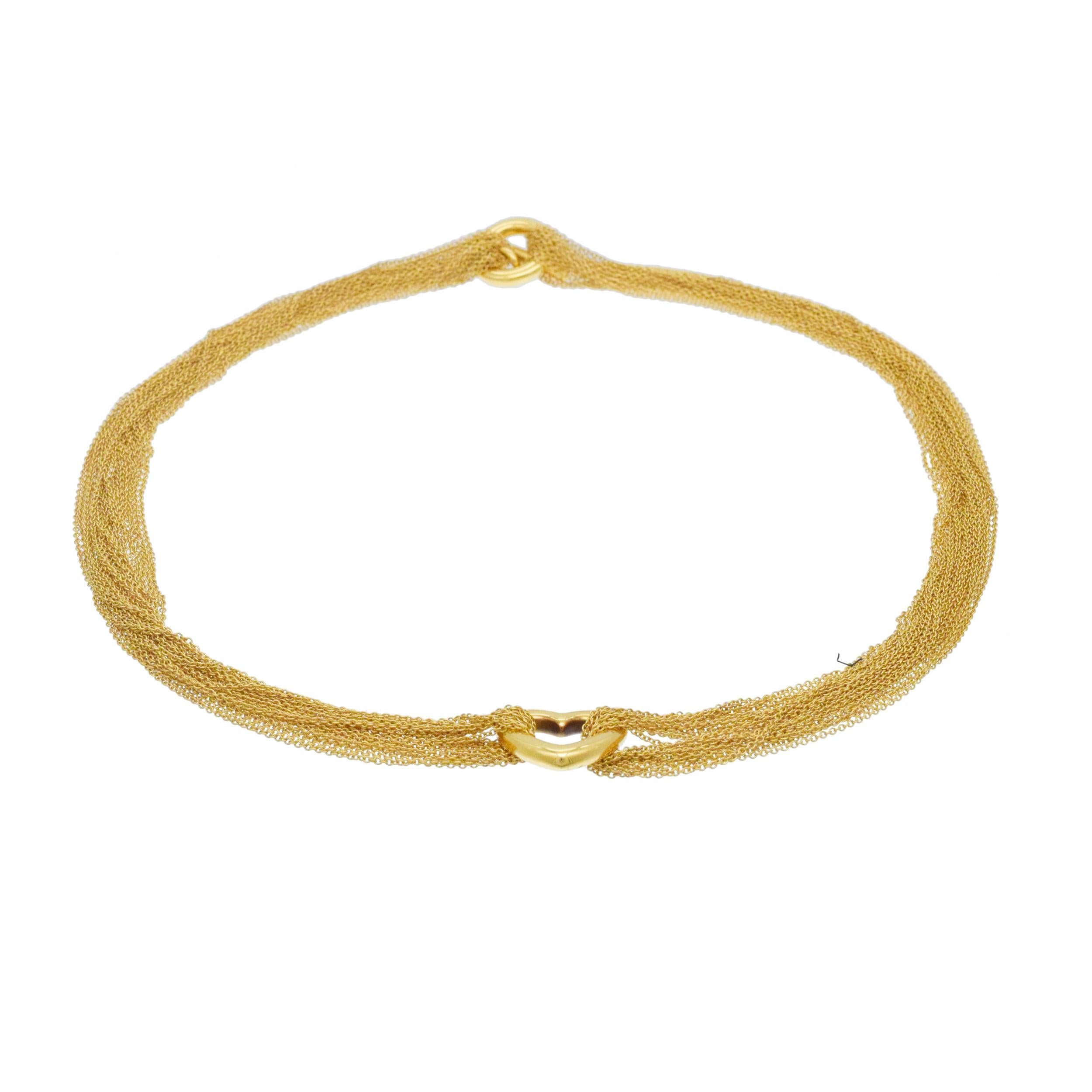 Tiffany & Co. Collana e bracciale a cuore con catena a più fili in 18k In condizioni ottime in vendita a New York, NY