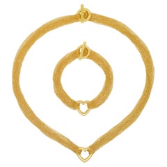 Tiffany & Co. Collana e bracciale a cuore con catena a più fili in 18k