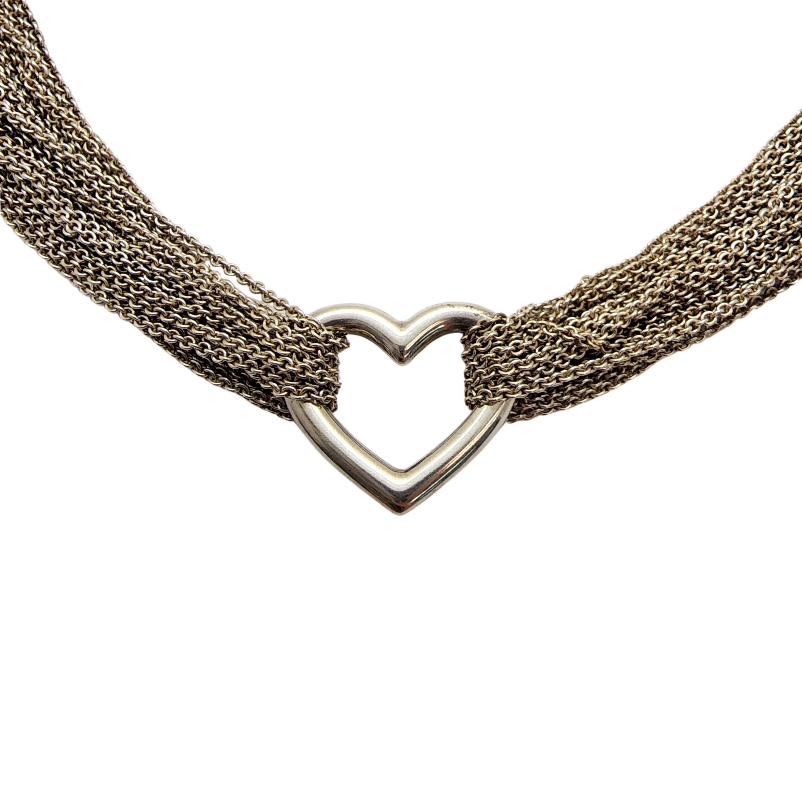 Women's Tiffany & Co Multi-Strand Sterling Silver Open Heart Toggle Choker Necklace