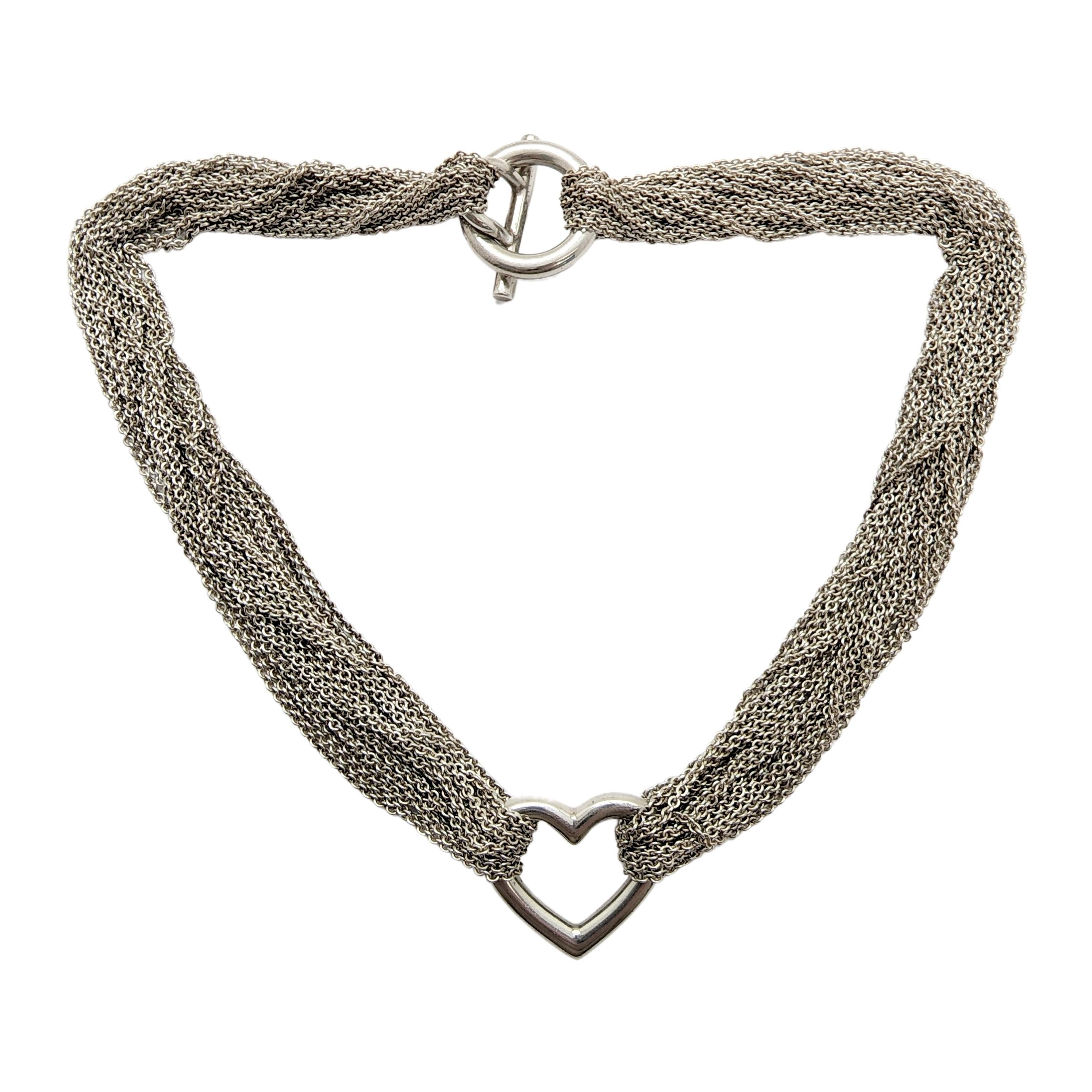 Tiffany & Co Multi-Strand Sterling Silver Open Heart Toggle Choker Necklace 1