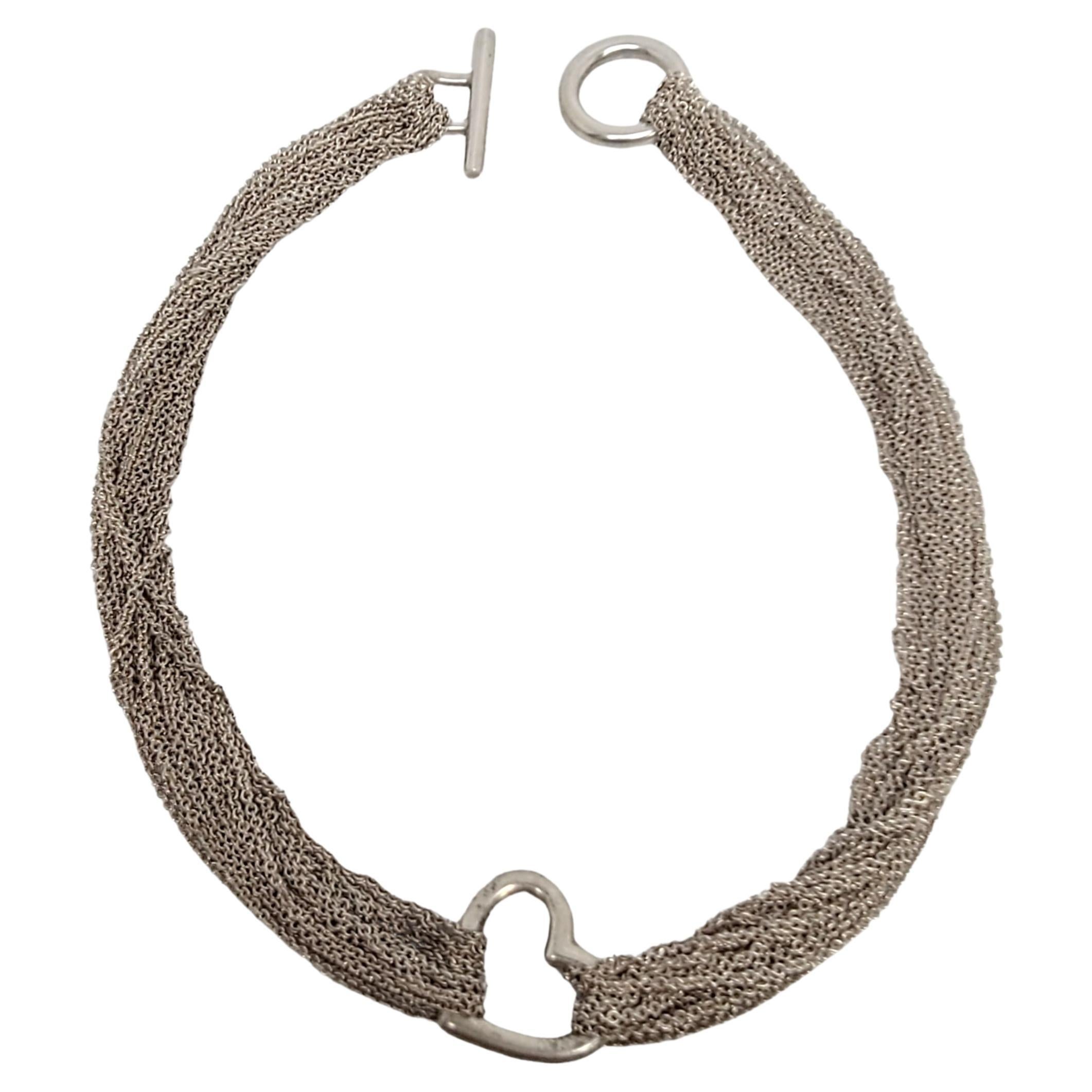 Tiffany & Co. Multi-Strand Sterling Silver Open Heart Toggle Necklace