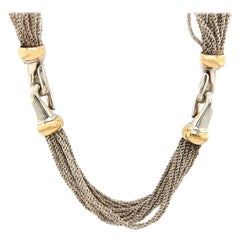 Tiffany & Co, mehrreihige zweifarbige Halskette aus 18 Karat Gelbgold und Sterlingsilber