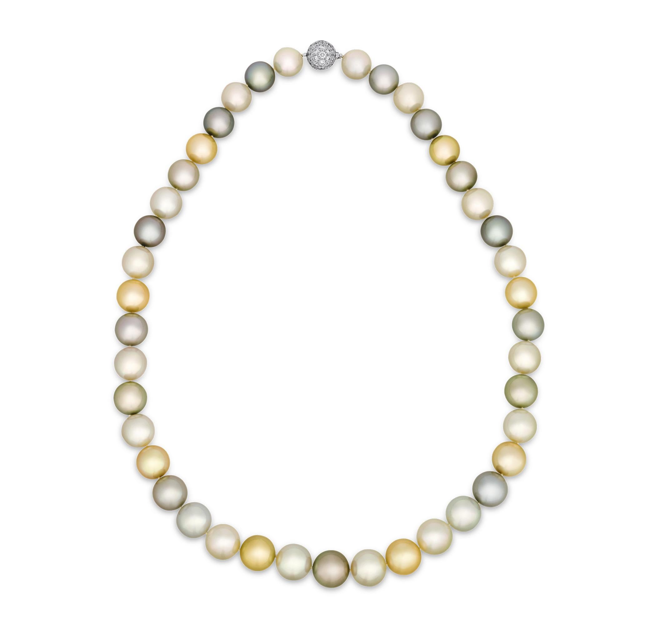 Non taillé Tiffany & Co. Collier de perles des mers du Sud multicolores en vente