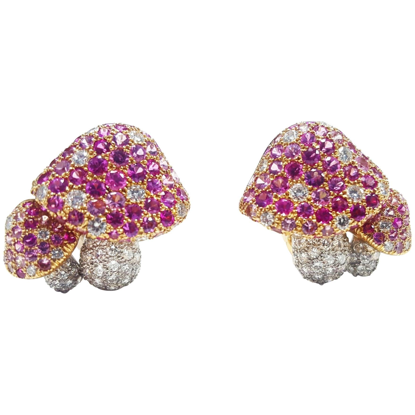 Tiffany & Co. Mushroom Diamond Pink Sapphire Earrings