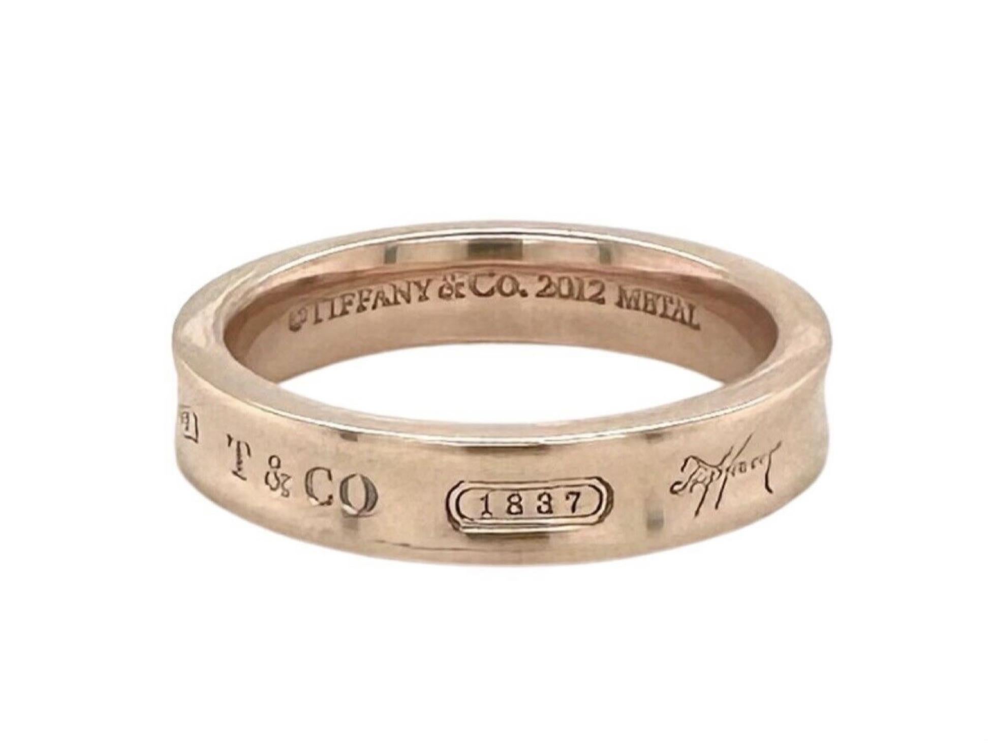 Tiffany & Co. Narrow 1837 Rubedo Ring, Size 5.5 In Good Condition In Miami, FL