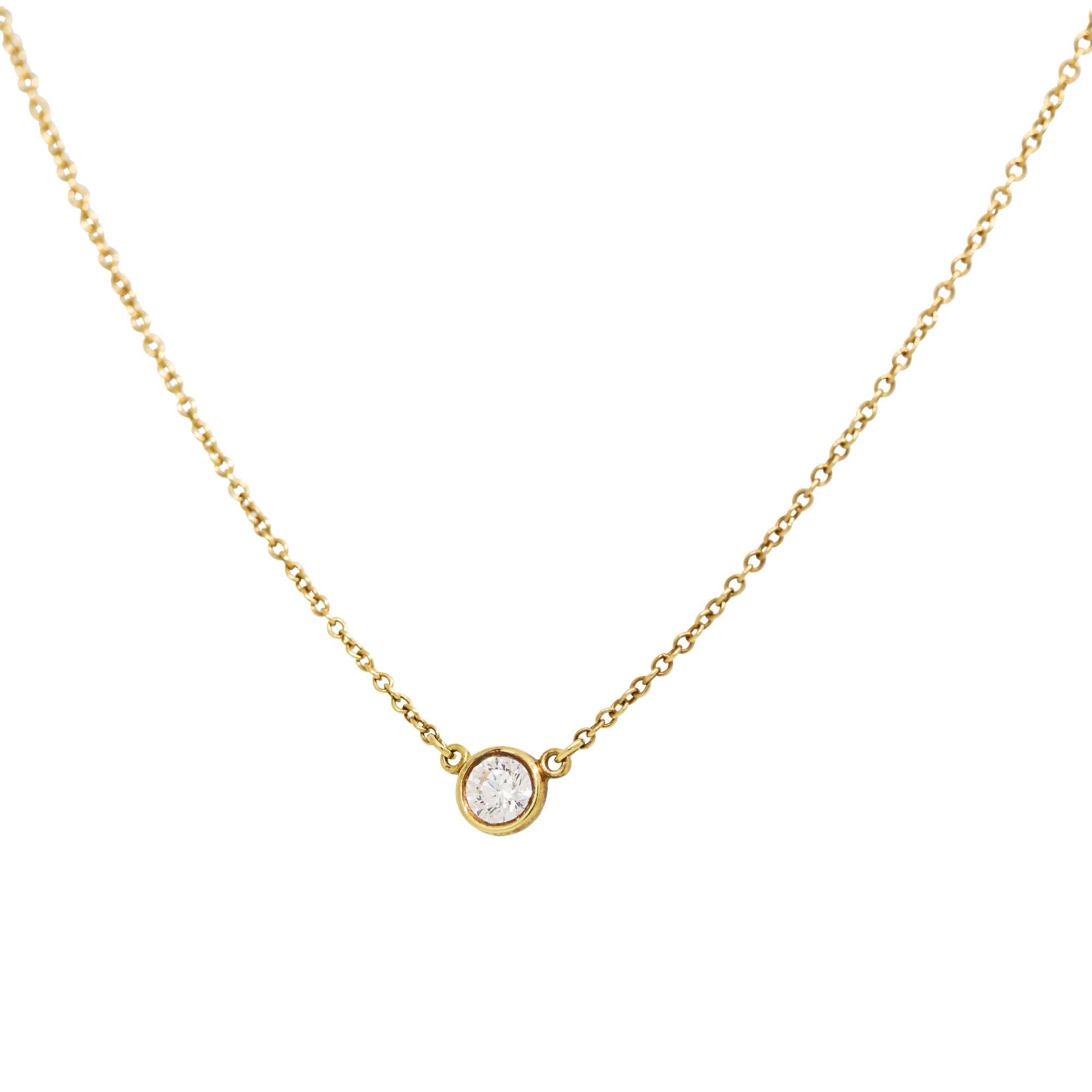 Modern Tiffany & Co. Natural 0.17 Carat Diamond Floating 18-Karat Necklace In Stock