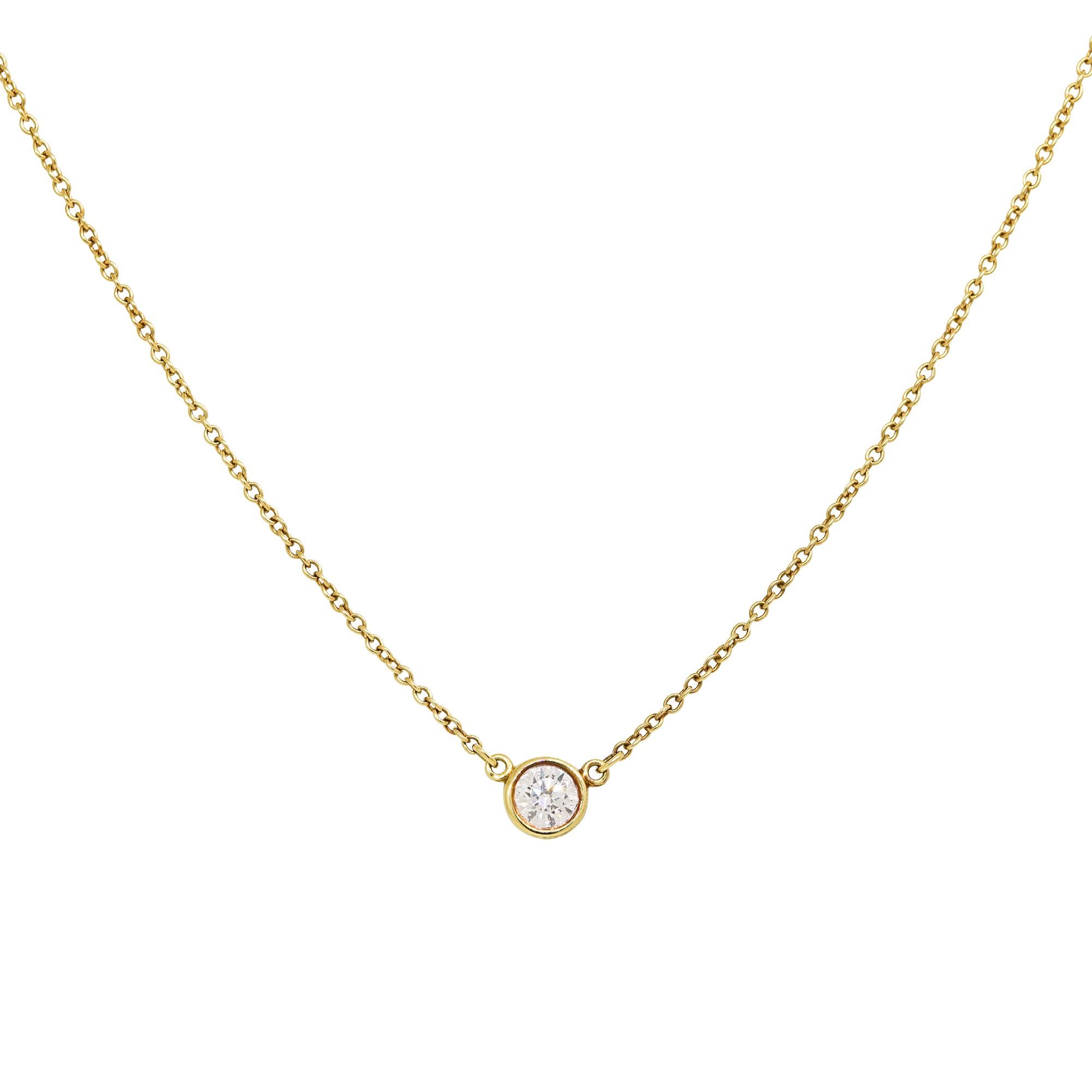 Round Cut Tiffany & Co. Natural 0.17 Carat Diamond Floating 18-Karat Necklace In Stock