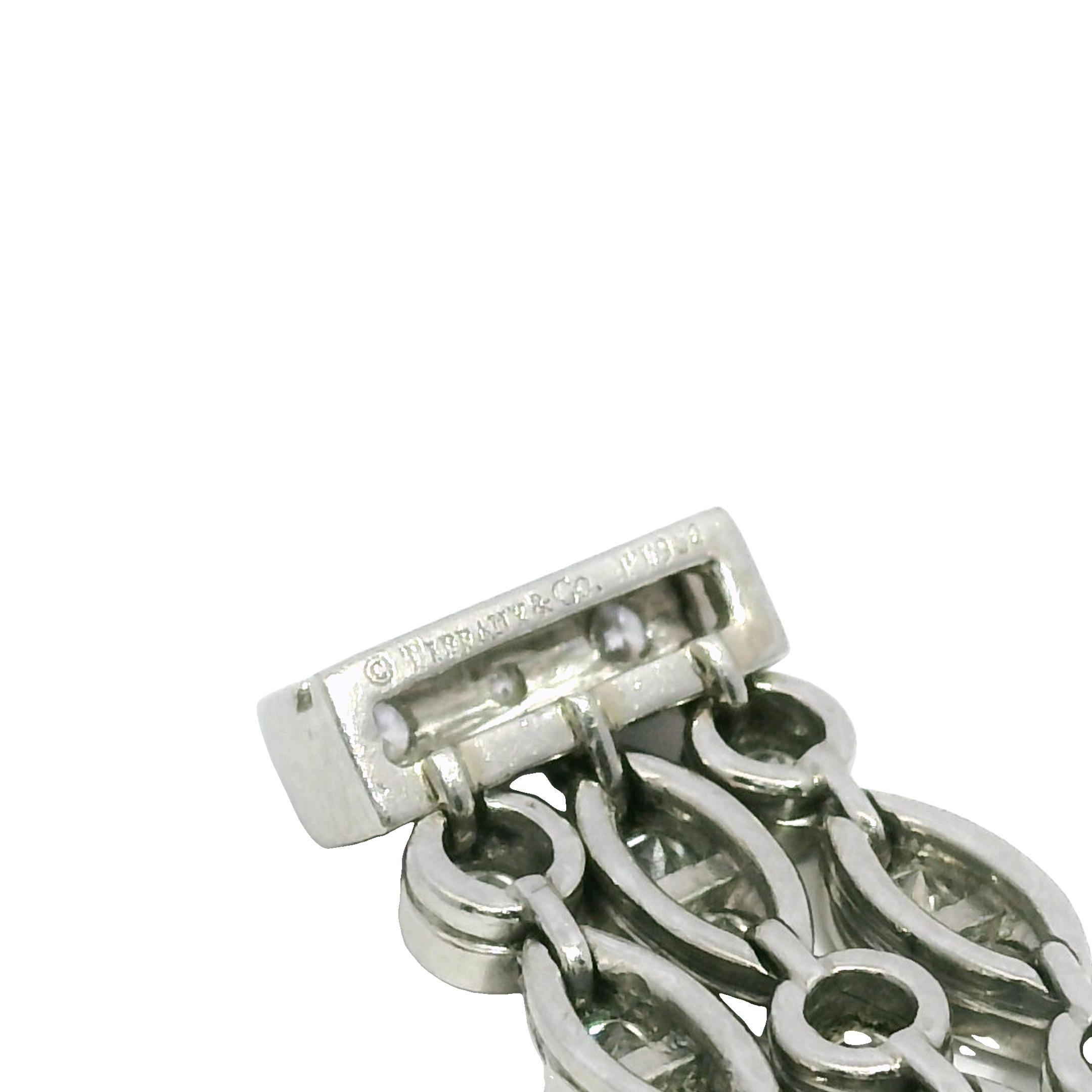 Modern Tiffany & Co. Natural 4.5 Carat Diamond Swing 3-Row Platinum Bracelet In Stock For Sale