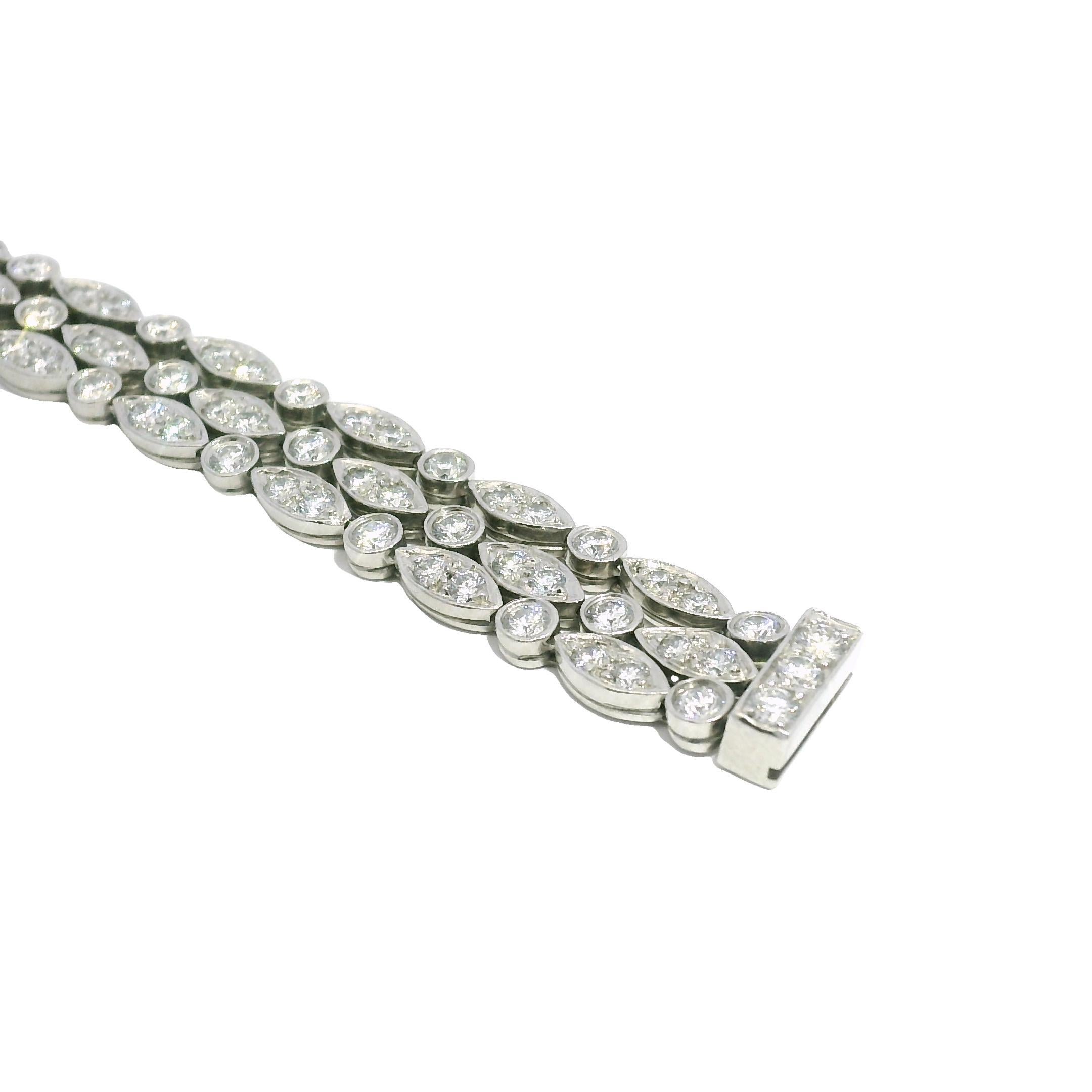 Tiffany & Co. Natural 4.5 Carat Diamond Swing 3-Row Platinum Bracelet In Stock In Excellent Condition For Sale In Boca Raton, FL
