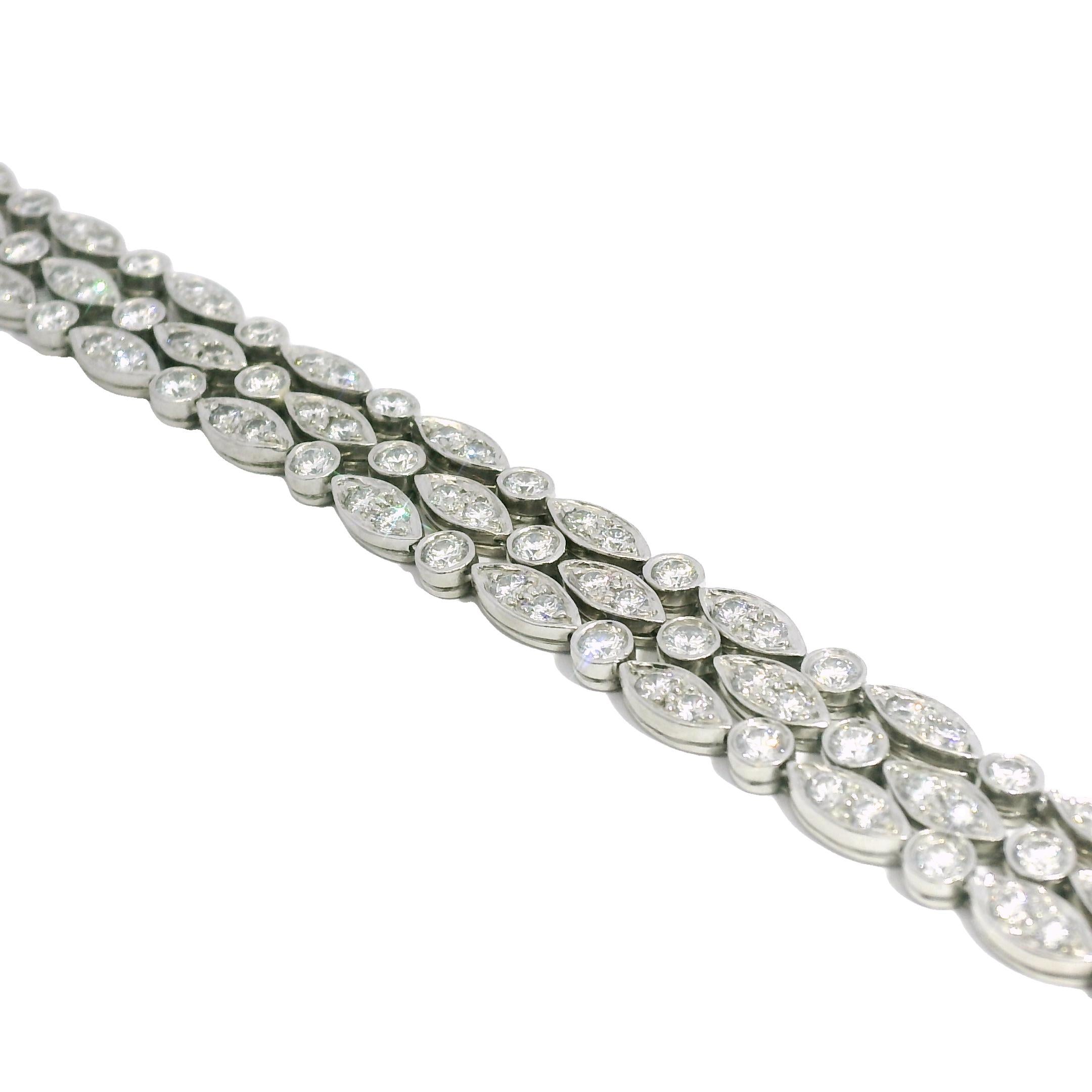 Tiffany & Co. Natural 4.5 Carat Diamond Swing 3-Row Platinum Bracelet In Stock For Sale 1