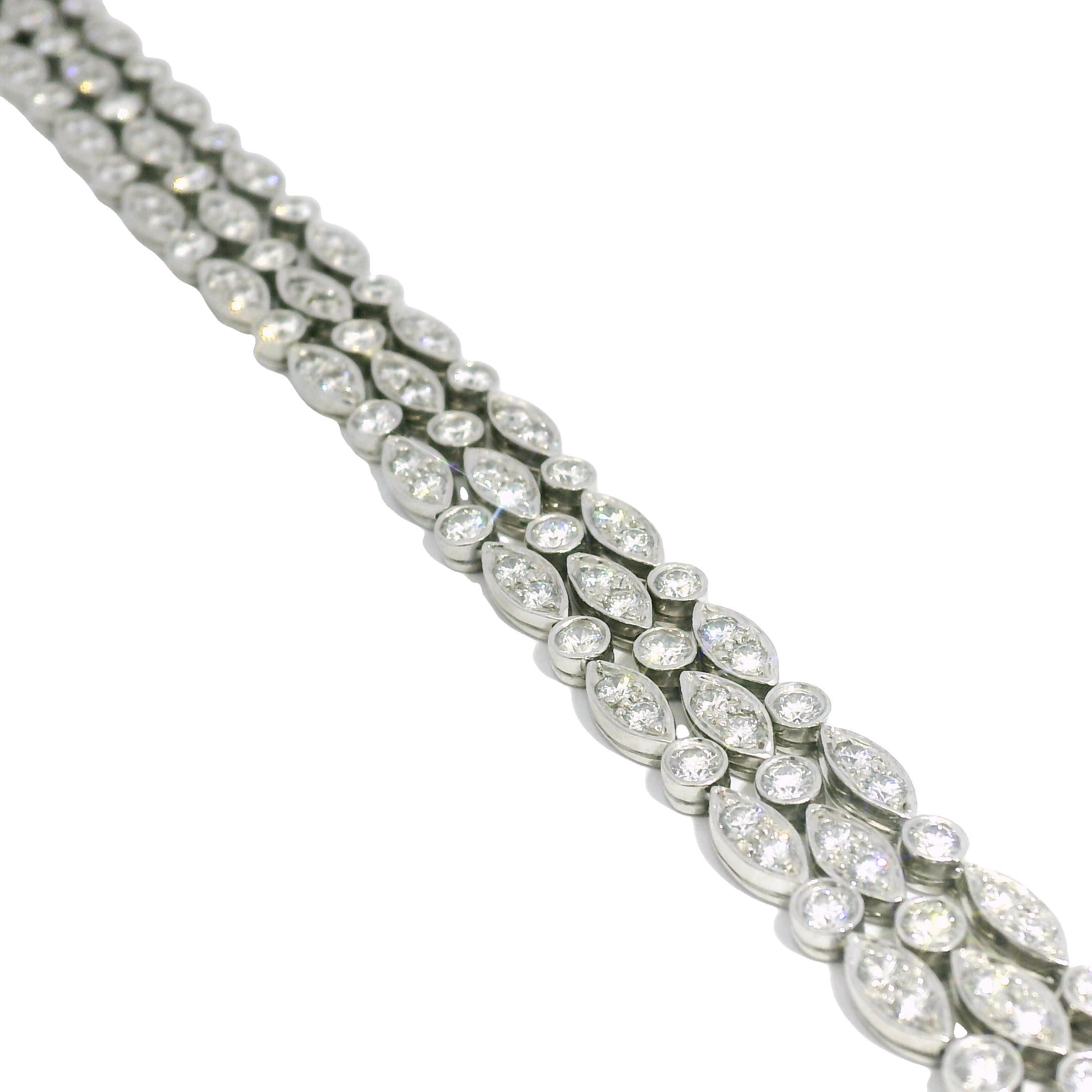 Tiffany & Co. Natural 4.5 Carat Diamond Swing 3-Row Platinum Bracelet In Stock For Sale 2