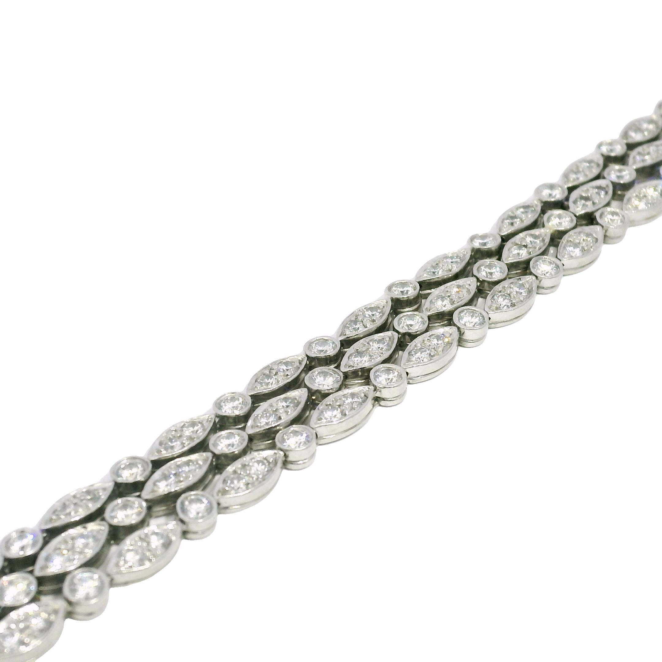 Tiffany & Co. Natural 4.5 Carat Diamond Swing 3-Row Platinum Bracelet In Stock For Sale 3