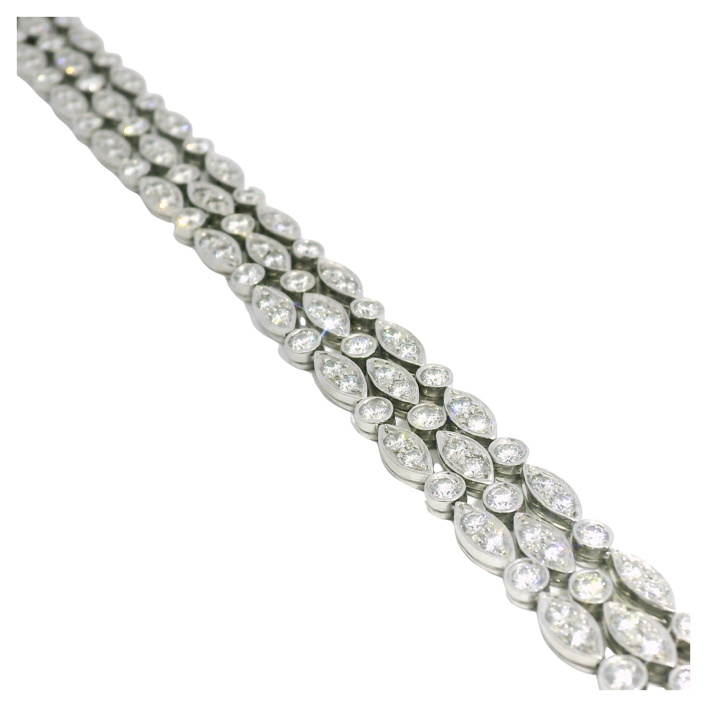 Tiffany & Co. Natural 4.5 Carat Diamond Swing 3-Row Platinum Bracelet In Stock