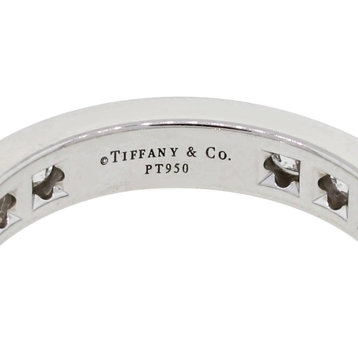 Round Cut Tiffany & Co. Natural Diamond Channel Set Platinum Eternity Ring In Stock