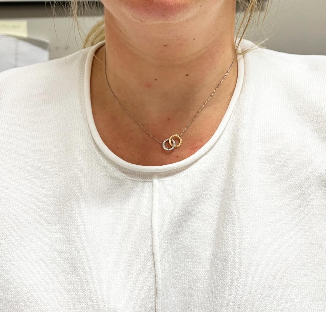 Modern Tiffany & Co. Natural Diamond Double Interlocking Circles Pendant Necklace