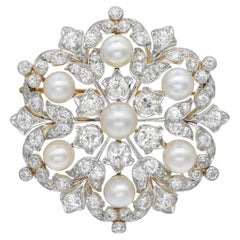 Tiffany & Co. NATURAL Pearl and Diamond Snowflake Brooch