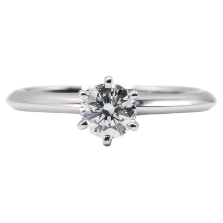 Tiffany & Co. Natural Round Diamond Platinum Solitaire Engagement Ring