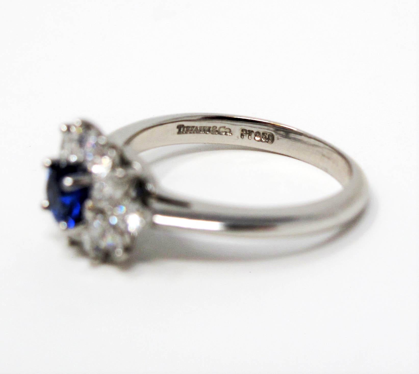 Tiffany & Co. Natural Untreated Sapphire and Diamond Halo Ring in Platinum 3