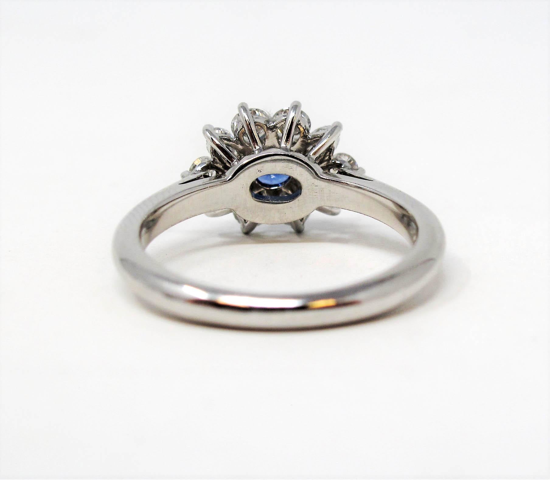 Women's Tiffany & Co. Natural Untreated Sapphire and Diamond Halo Ring in Platinum