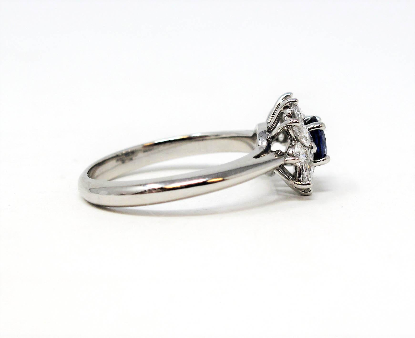 Tiffany & Co. Natural Untreated Sapphire and Diamond Halo Ring in Platinum 1