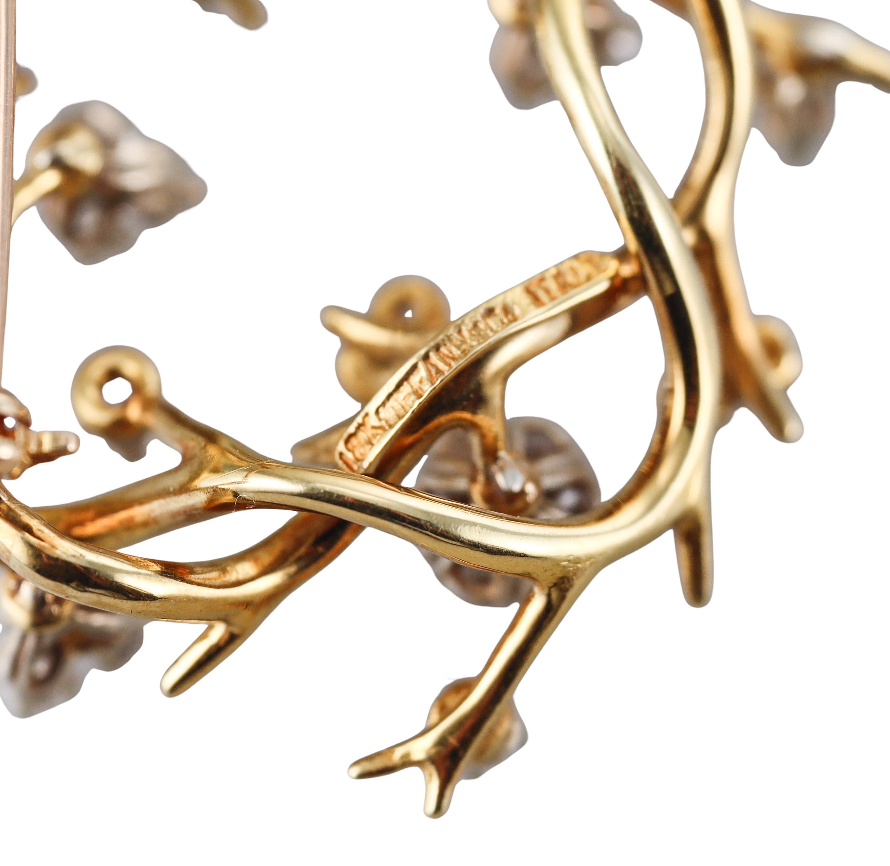 Tiffany & Co. Naturalistische Diamant-Gelbgold-Brosche im Zustand „Hervorragend“ im Angebot in New York, NY