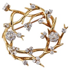 Tiffany & Co Naturalistic Diamond Yellow Gold Brooch