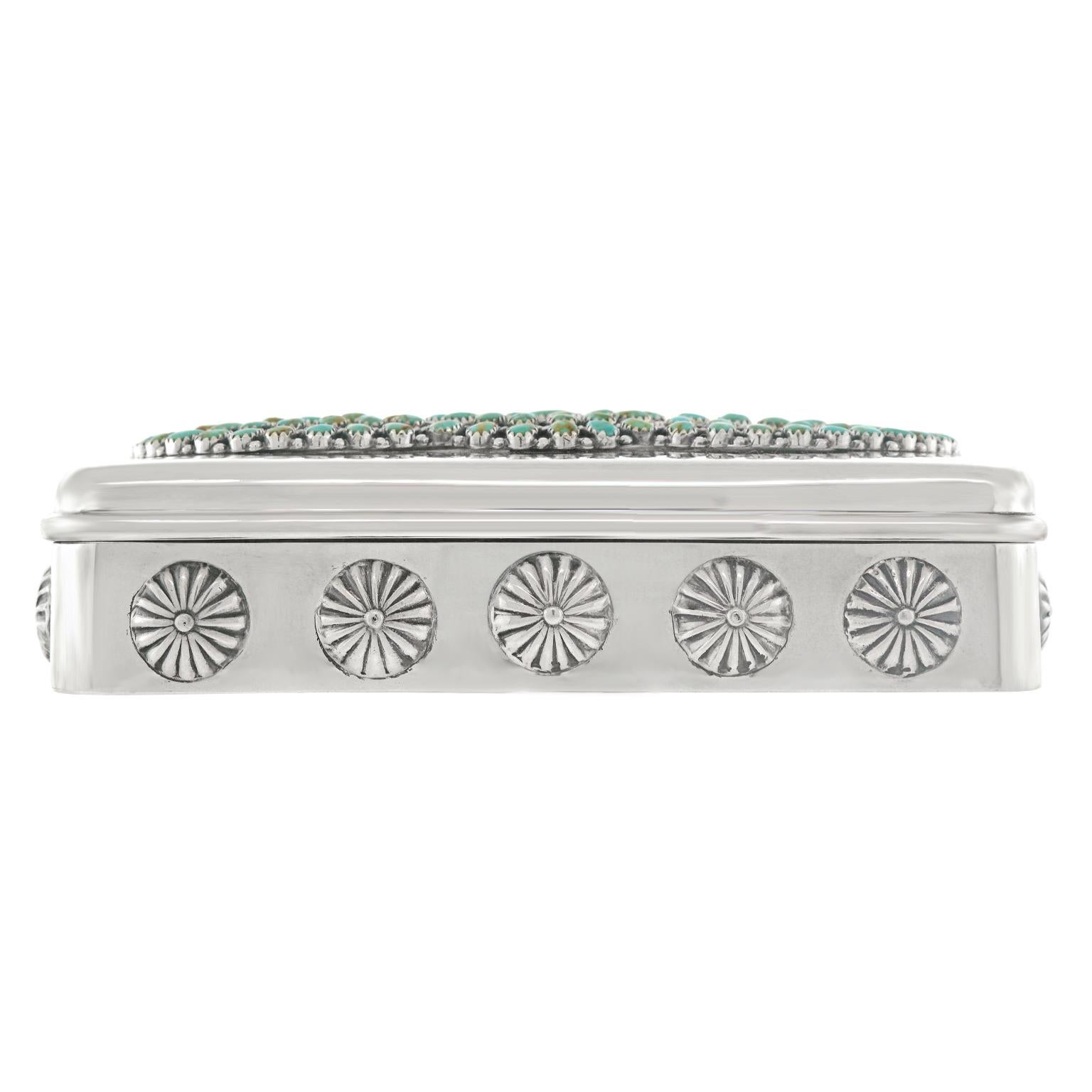 American Tiffany & Co. Navajo-Element Decorated Sterling Box For Sale