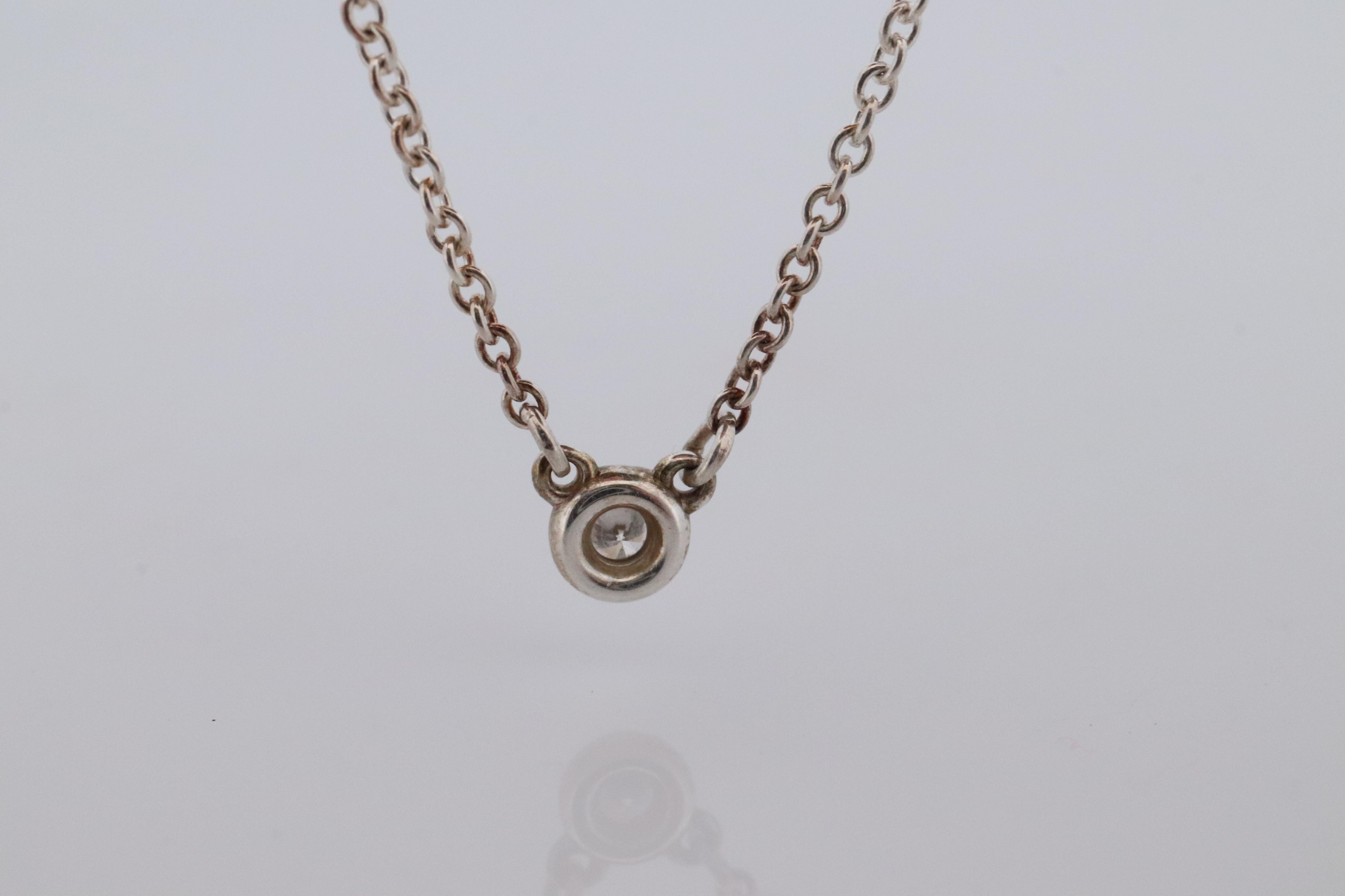 Tiffany Co Necklace Elsa Peretti Diamond by the Yard Solitaire 925 Sterling 1P For Sale 1