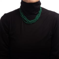 Tiffany & Co Necklace Malachite Multi Strand Torsade Toggle Vintage Fine Jewelry