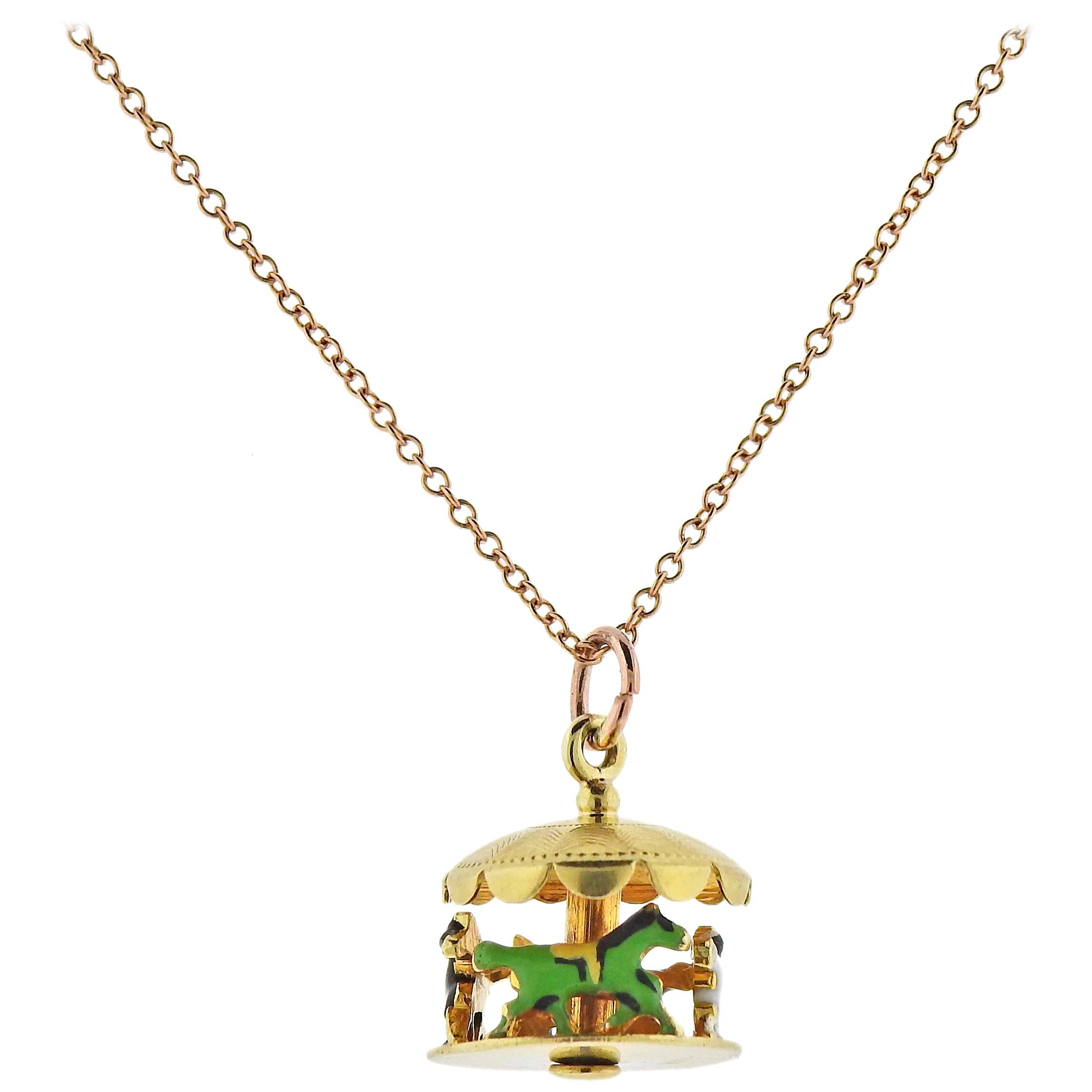 Tiffany & Co. Necklace with Enamel Carousel Pendant Charm