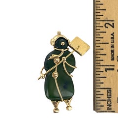 Tiffany & Co. Nephrite Jade 14 Karat Yellow Gold Vintage Snowman Brooch Pin
