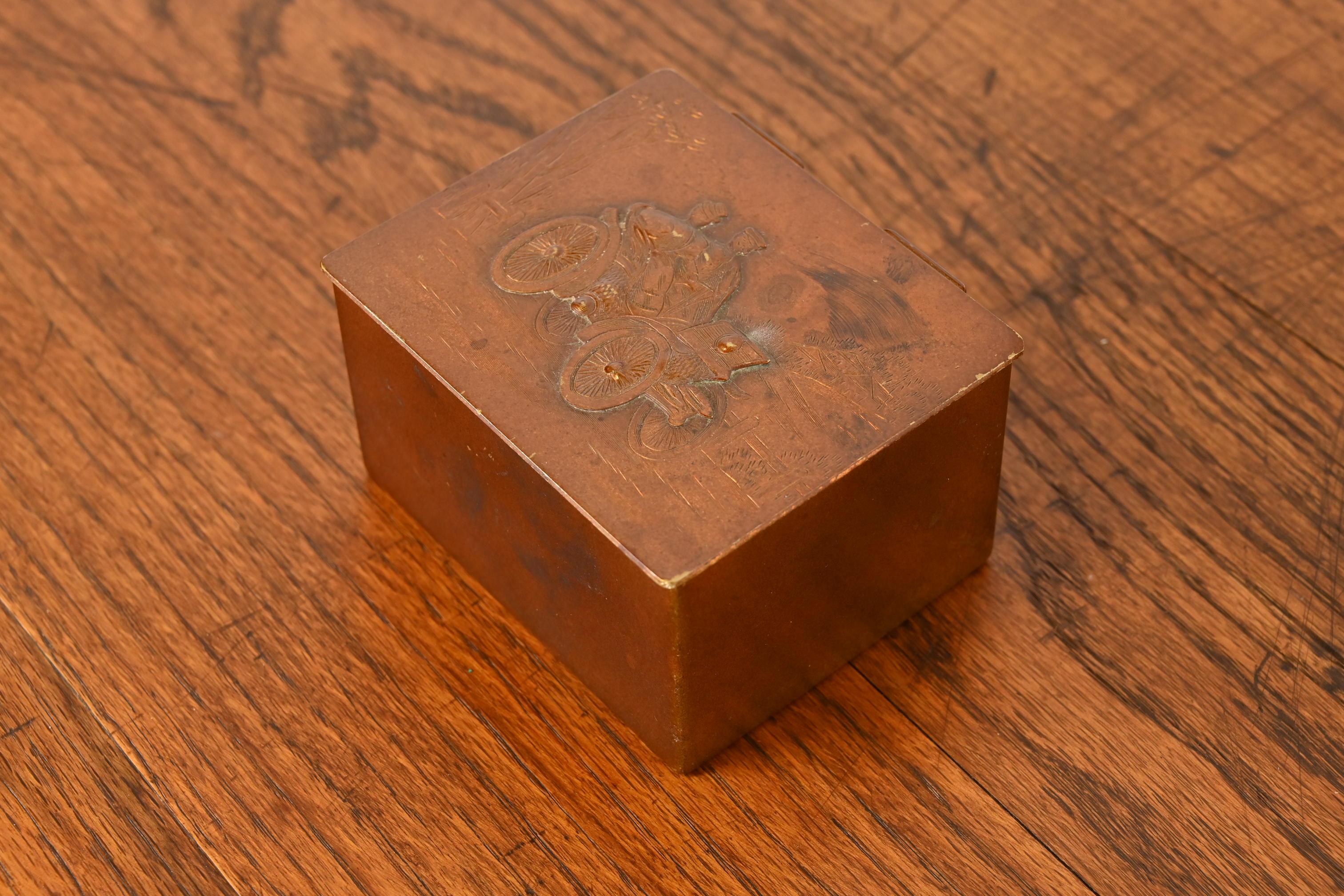 Arts and Crafts Tiffany & Co. New York Decorative Copper Desk Box or Cigarette Box