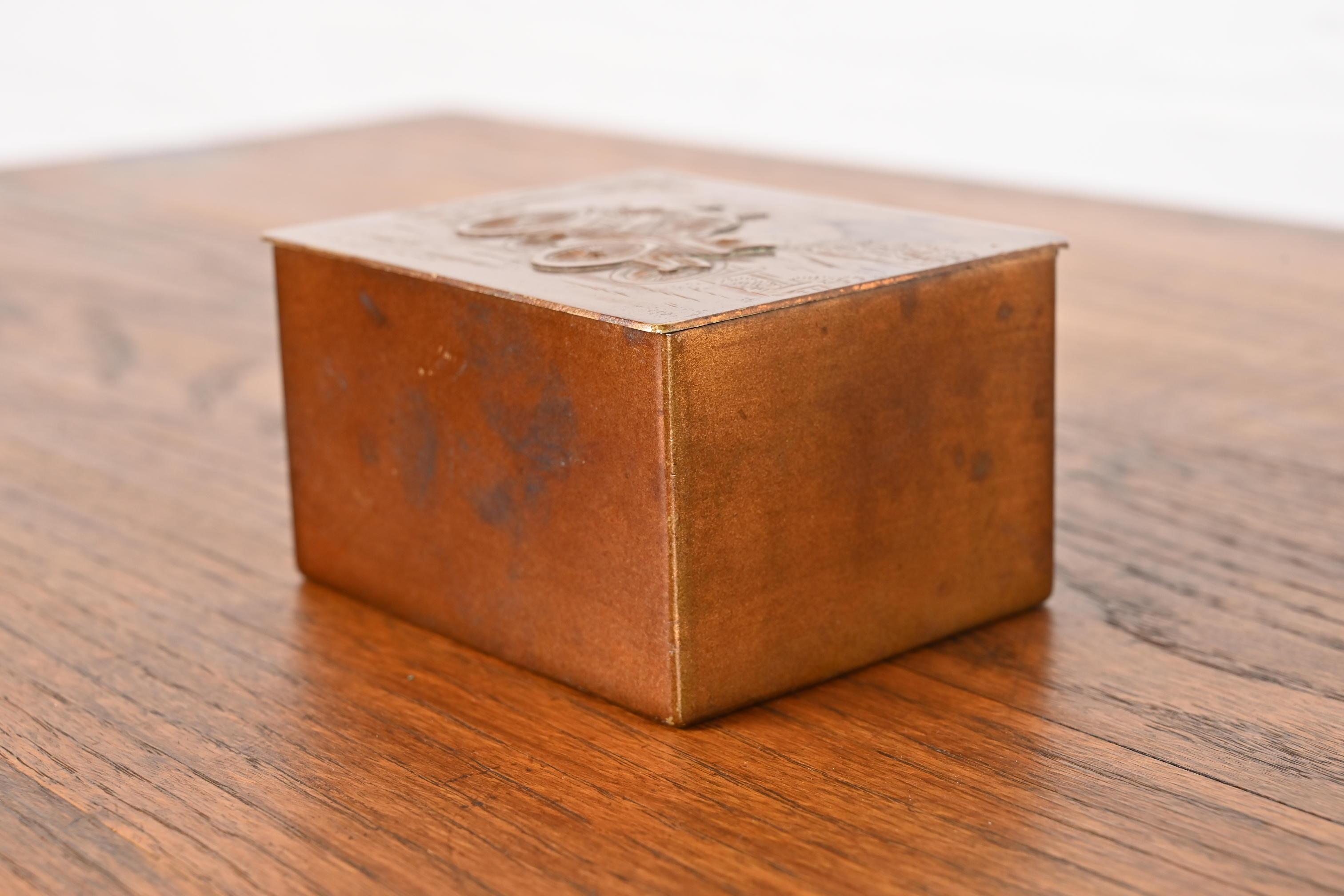 American Tiffany & Co. New York Decorative Copper Desk Box or Cigarette Box