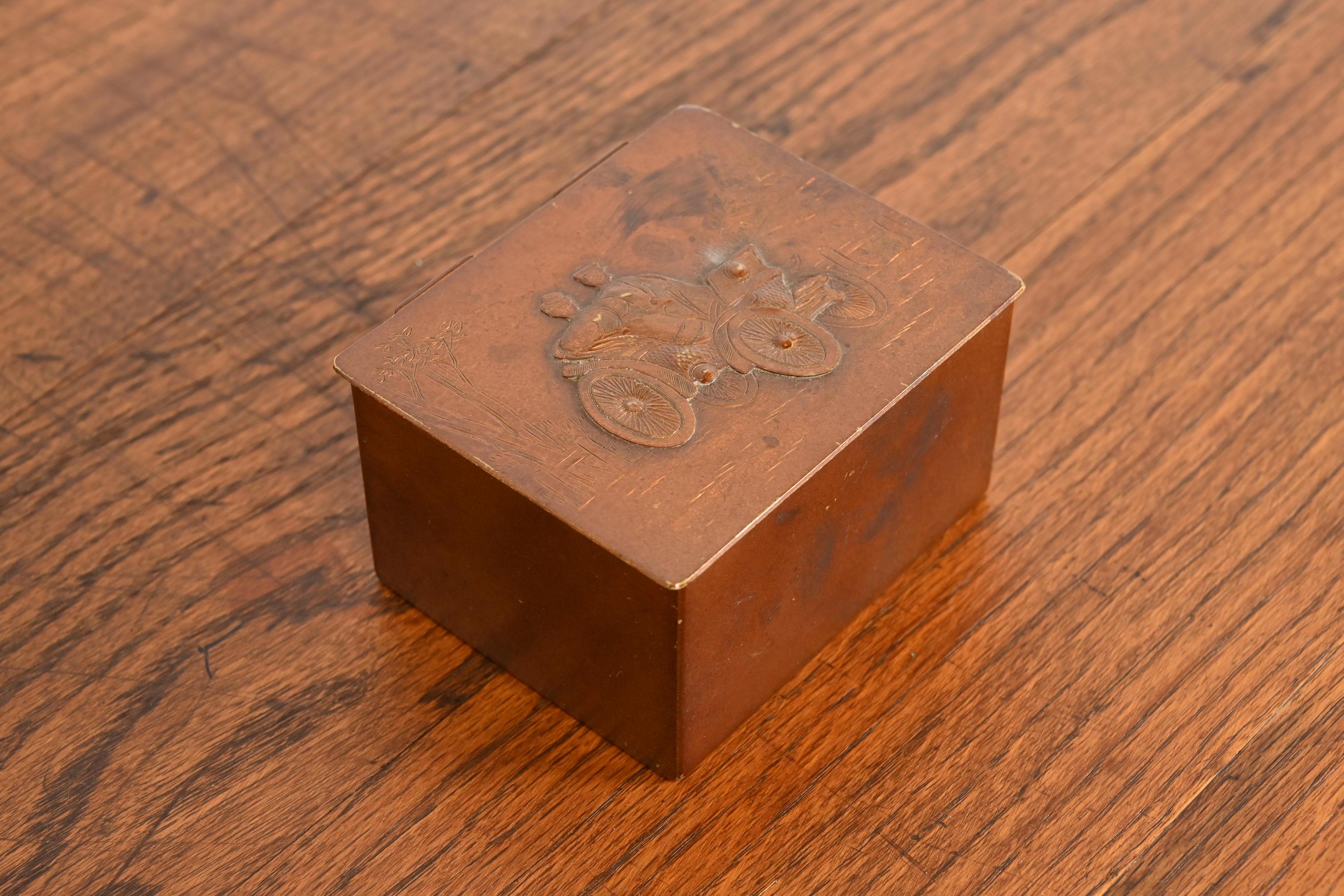 Tiffany & Co. New York Decorative Copper Desk Box or Cigarette Box In Good Condition In South Bend, IN
