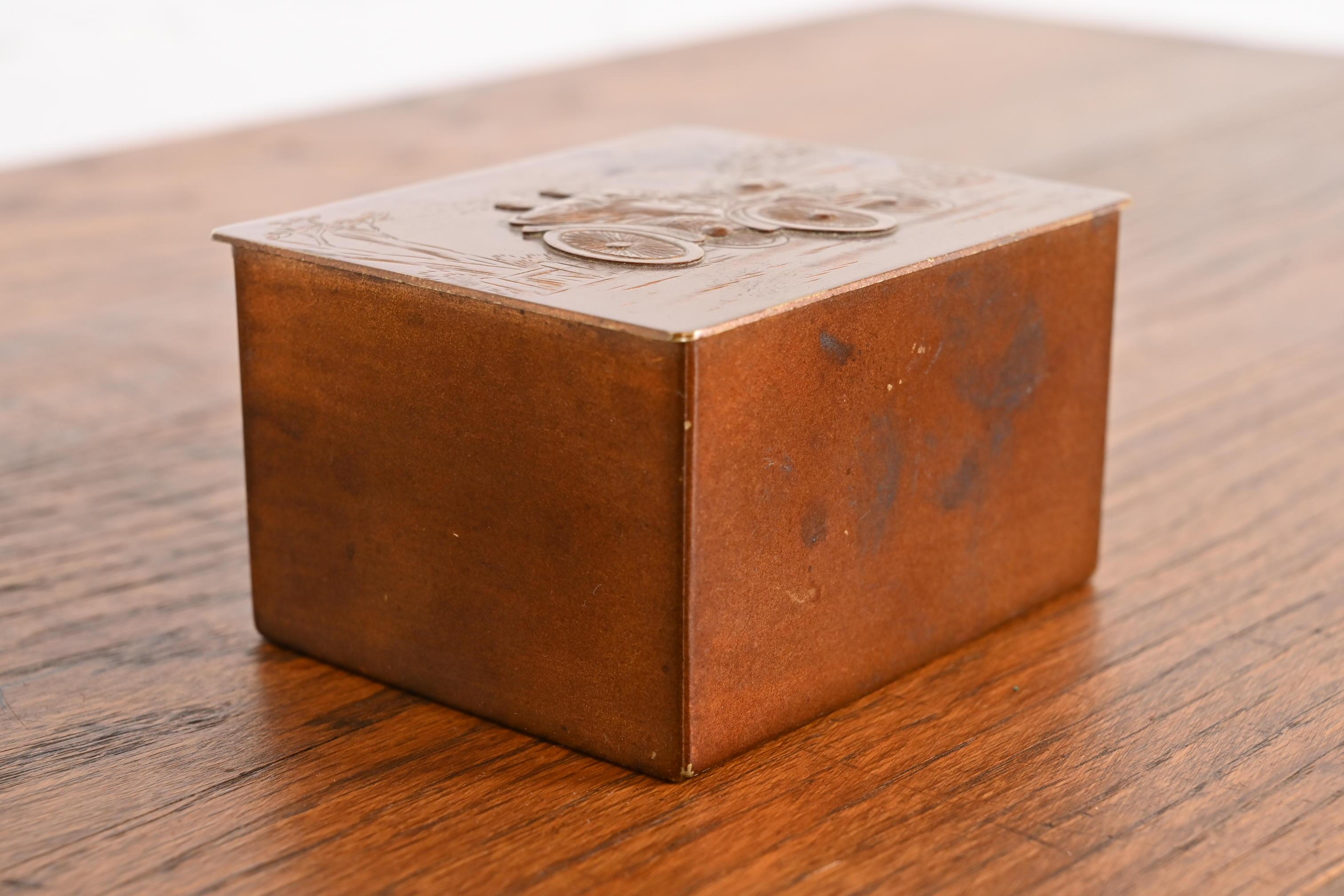 20th Century Tiffany & Co. New York Decorative Copper Desk Box or Cigarette Box