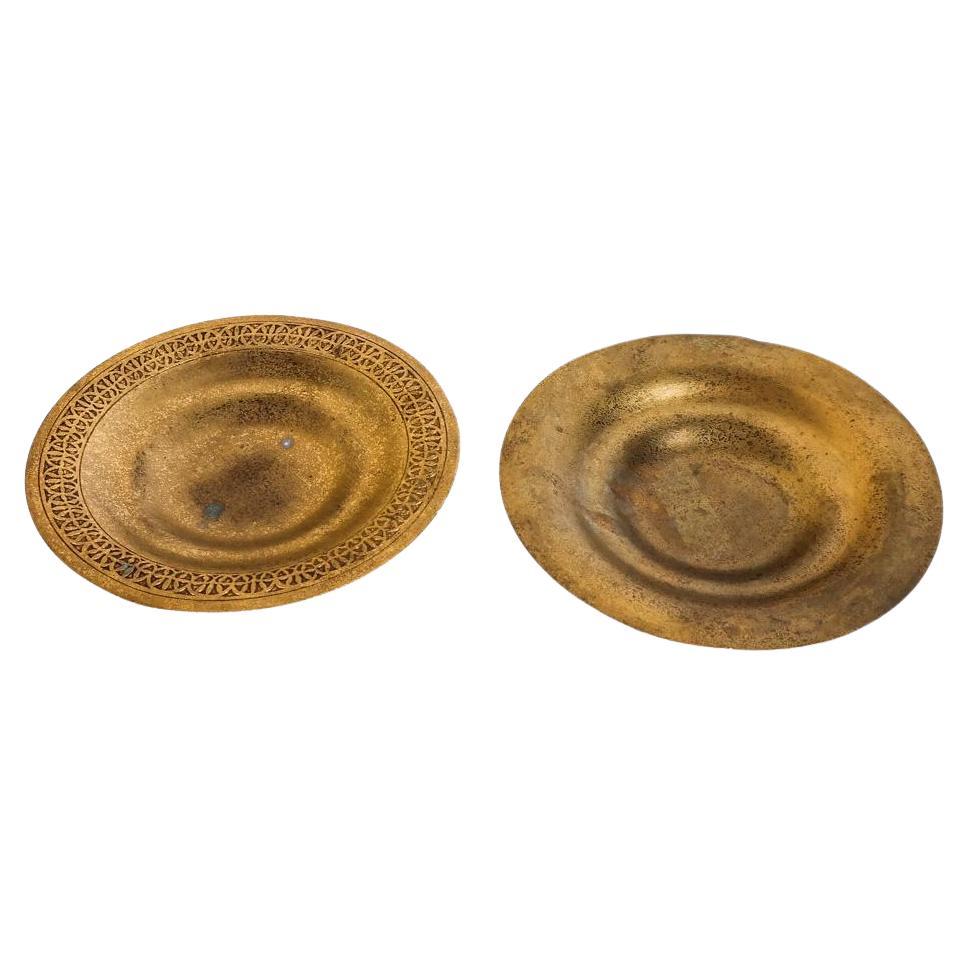 Tiffany & Co New York Gilt Brass Decorative Pair of Plate