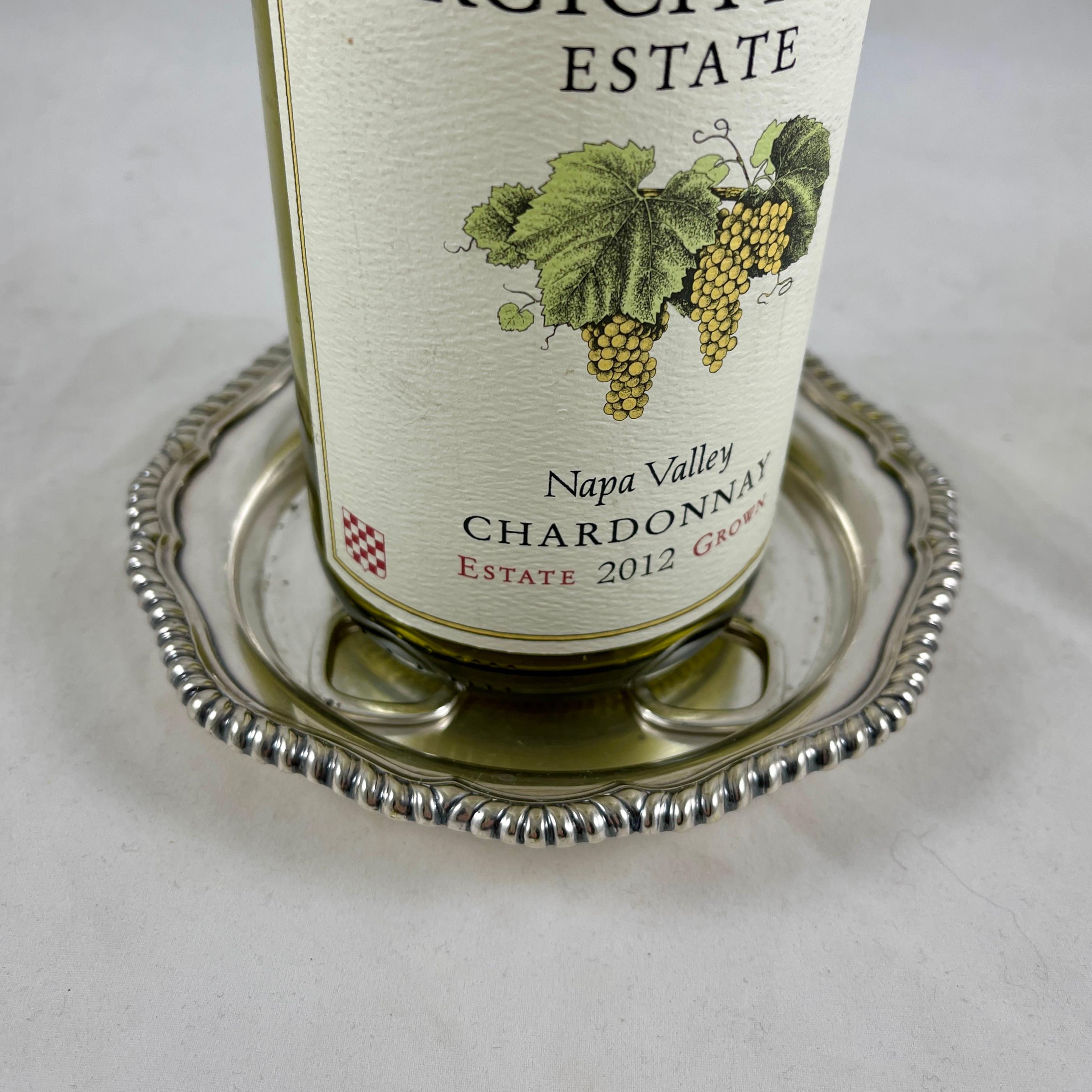 Tiffany & Co. New York Silver Plate Wine Bottle Coaster with Liner Insert In Good Condition For Sale In Philadelphia, PA