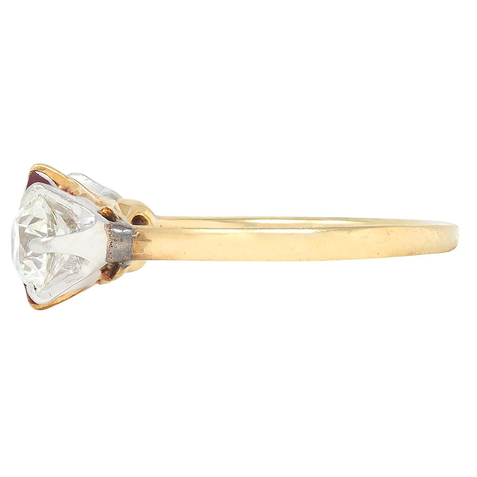 Women's or Men's Tiffany & Co. No Heat Burma Ruby Diamond Platinum 18K Yellow Gold Antique Ring For Sale