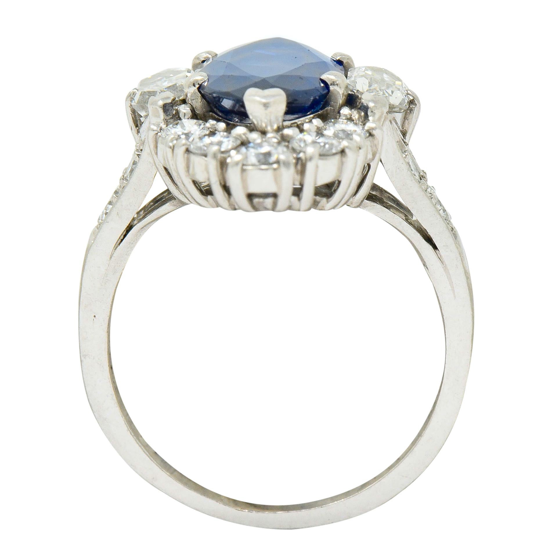 Tiffany & Co. No Heat Sapphire Diamond Platinum Navette Cluster Ring AGL 2