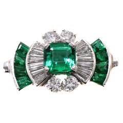 Tiffany & Co. No Oil Colombian  Emerald Diamond Vintage Ring 