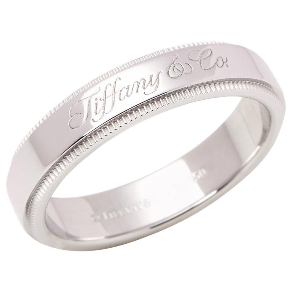 Tiffany & Co. Notes Milgrain Platinum Band Ring For Sale