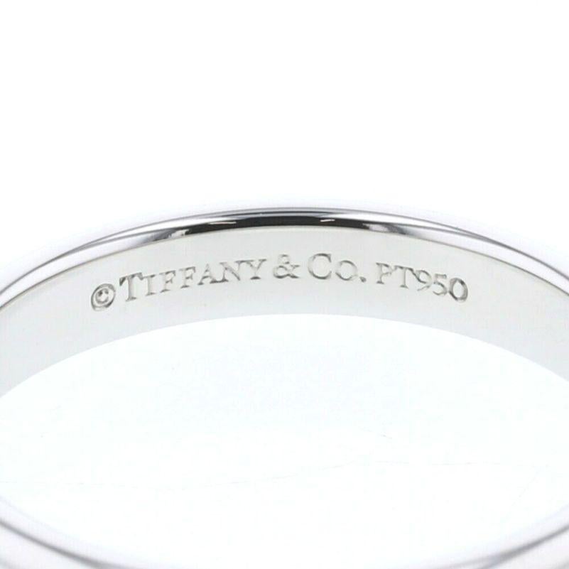 Women's TIFFANY & Co. Notes Platinum 3mm Lucida Wedding Band Ring 5 For Sale