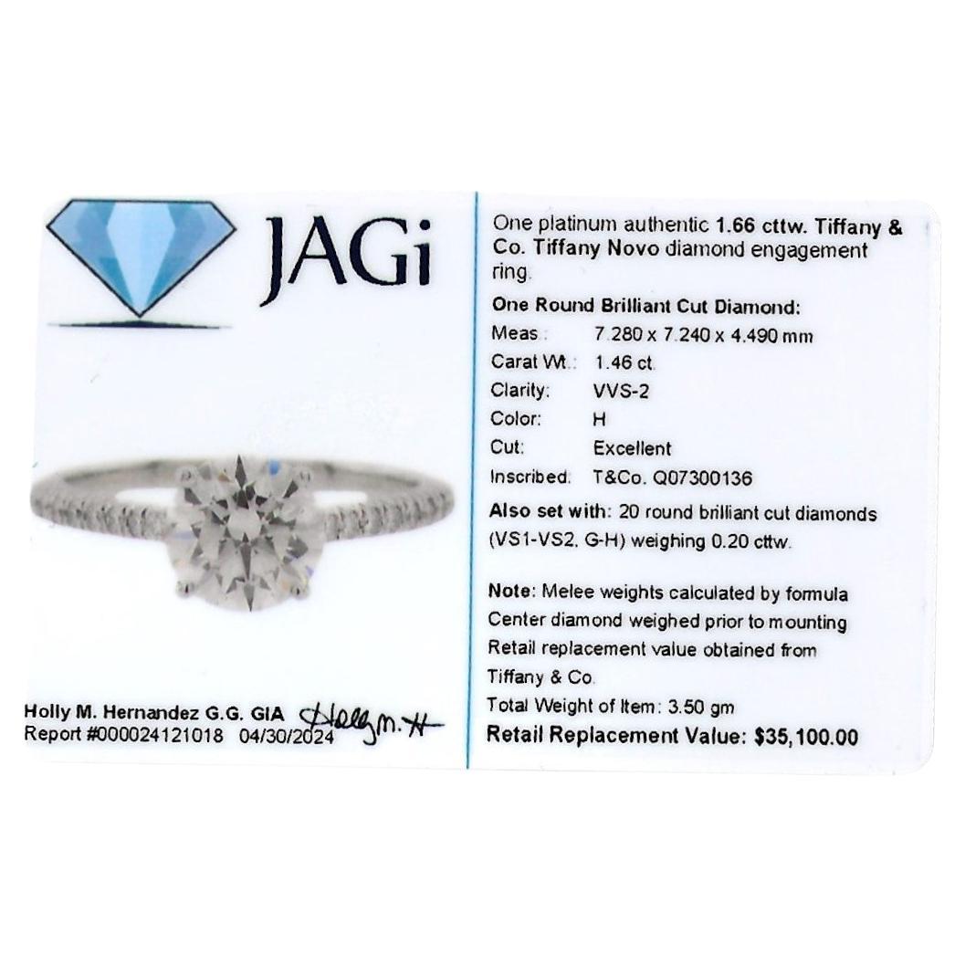 Tiffany & Co. Novo, bague de fiançailles solitaire en platine sertie de diamants de 1,46 carat en vente 9