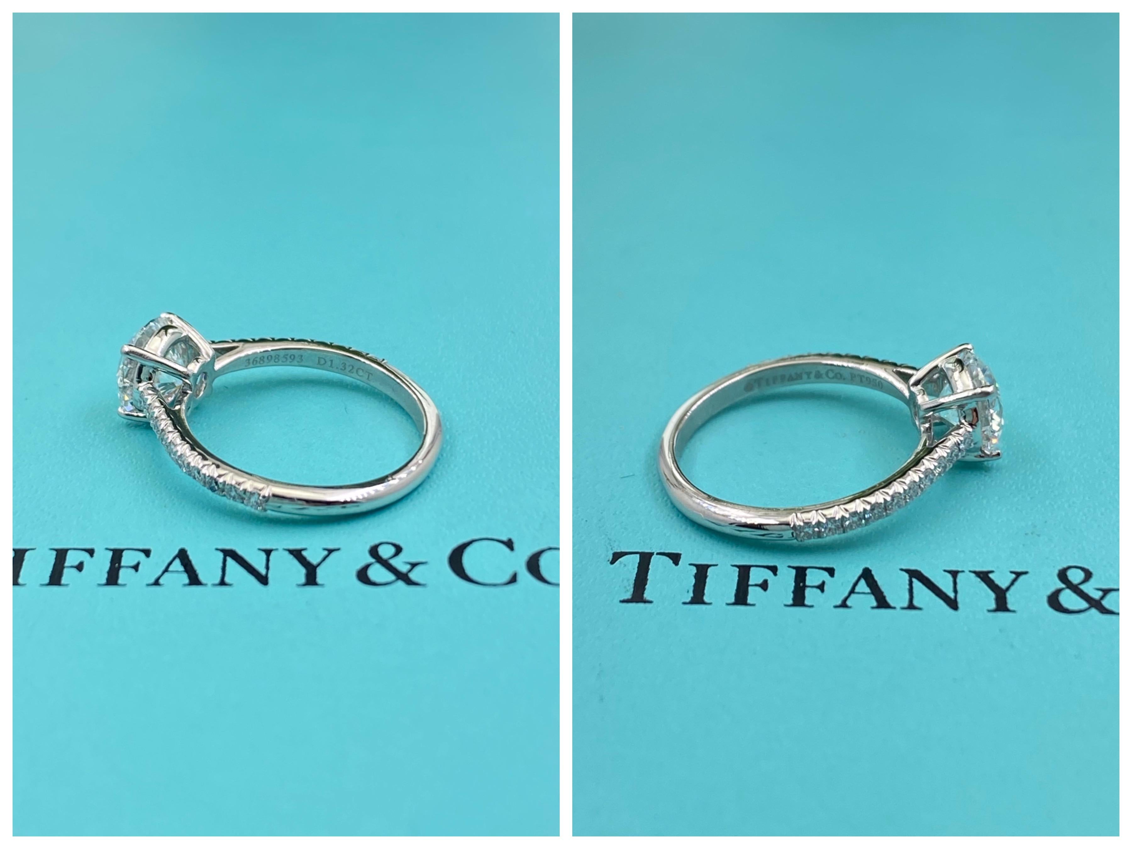 Tiffany & Co NOVO 1.62 Carat E VS1 Round Diamond Engagement Ring In Excellent Condition In San Diego, CA
