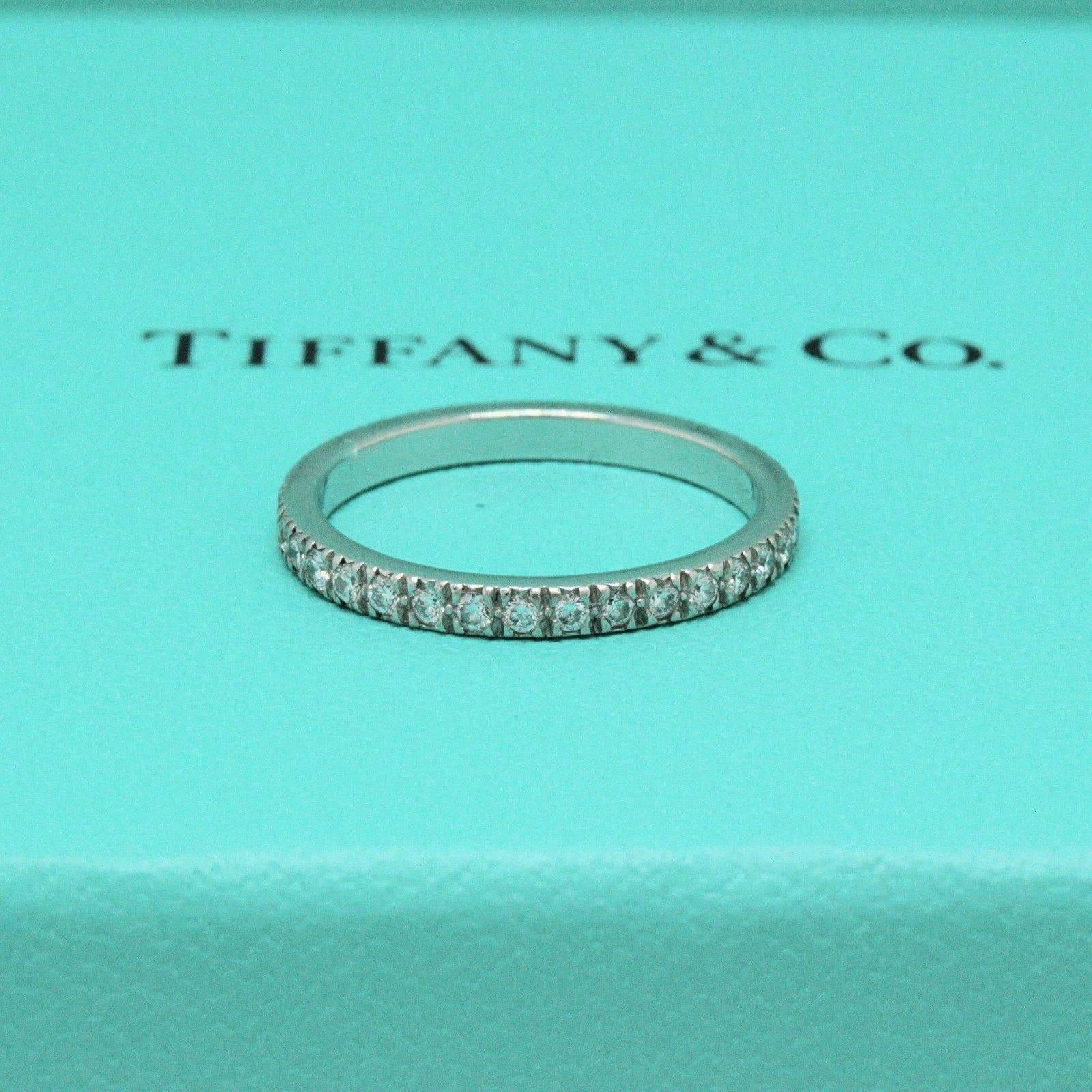 Tiffany & Co. Novo Diamond and Platinum Full Circle Wedding Band Ring In Excellent Condition In San Diego, CA