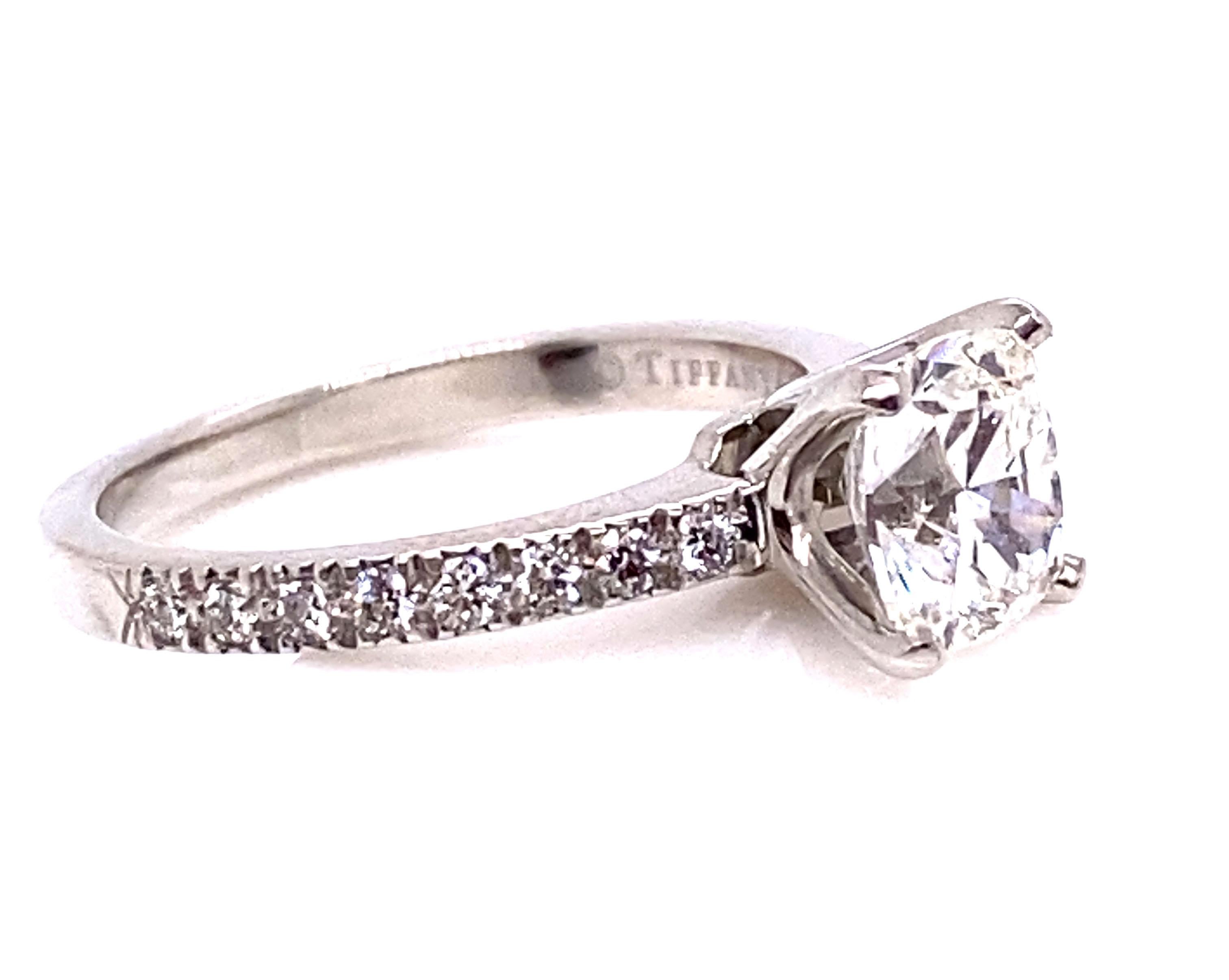 Cushion Cut Tiffany & Co Novo Diamond Platinum Engagement Ring 1.26ct G-VVS2 XXX For Sale